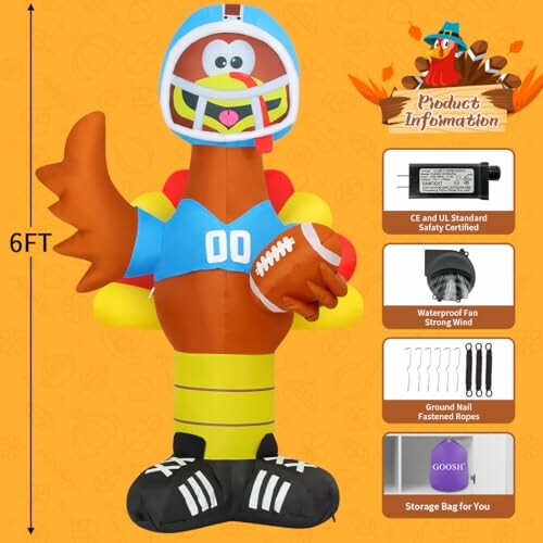 GOOSH 6 FT Thanksgiving Inflatable Turkey