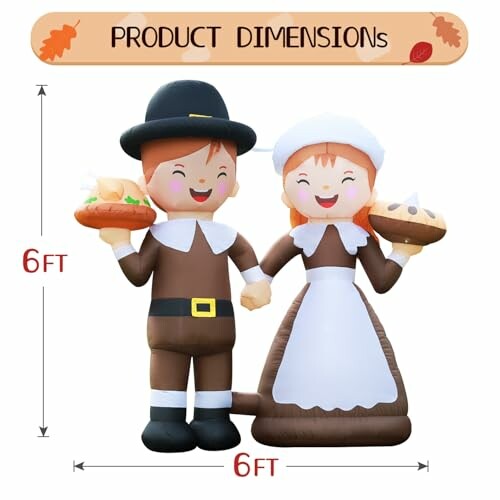 Thanksgiving inflatable couple holding food, 6 feet tall and wide.